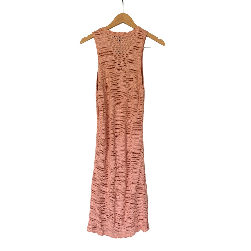 Steve Madden Crochet Mini Dress Coral Peach Sleeveless Lined Size M NEW - Picture 3 of 6